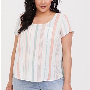 Torrid | Stripe Georgette Button Back Blouse
